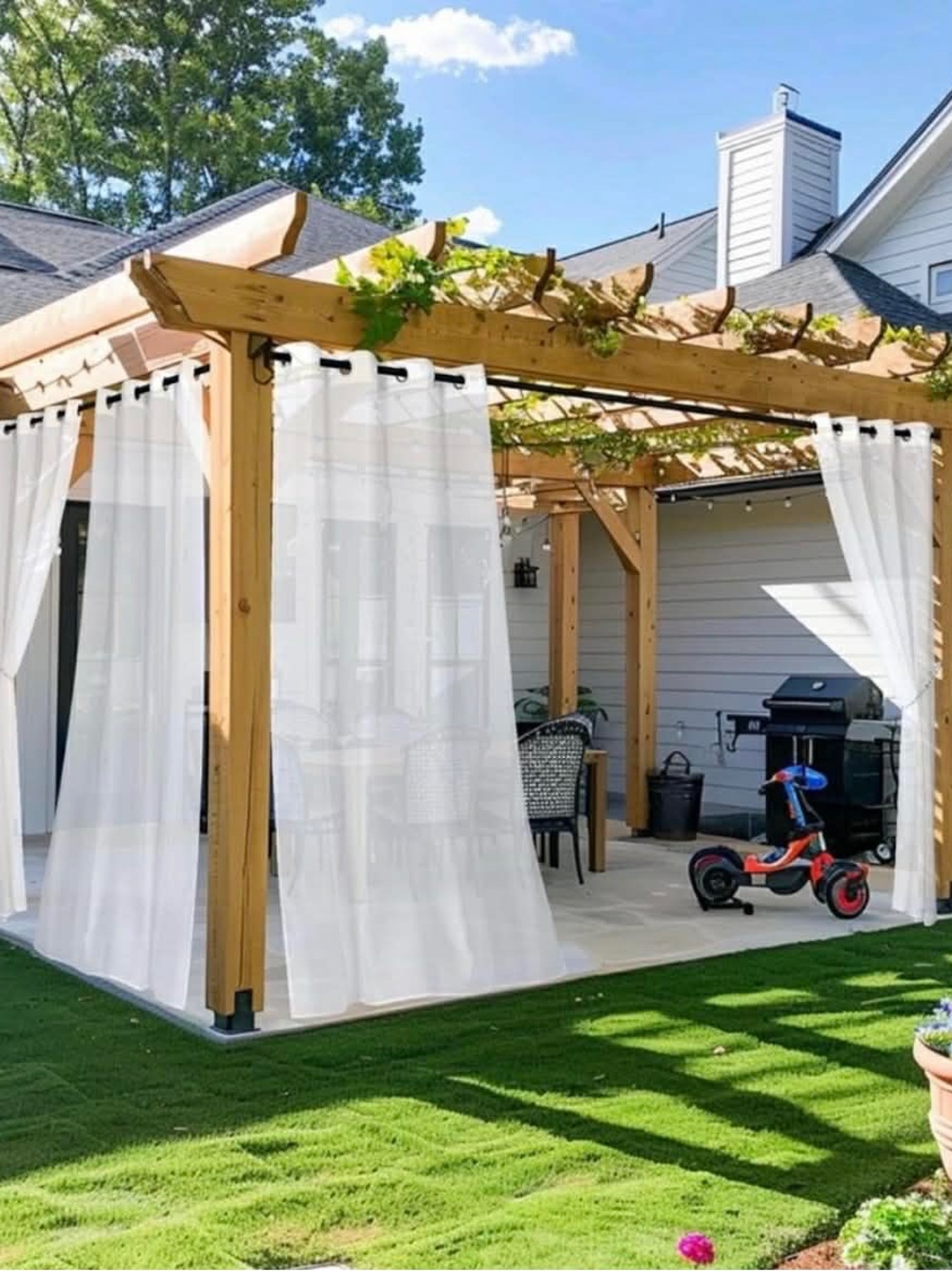 Set of 2 Sheer Outdoor White Curtains Brand New